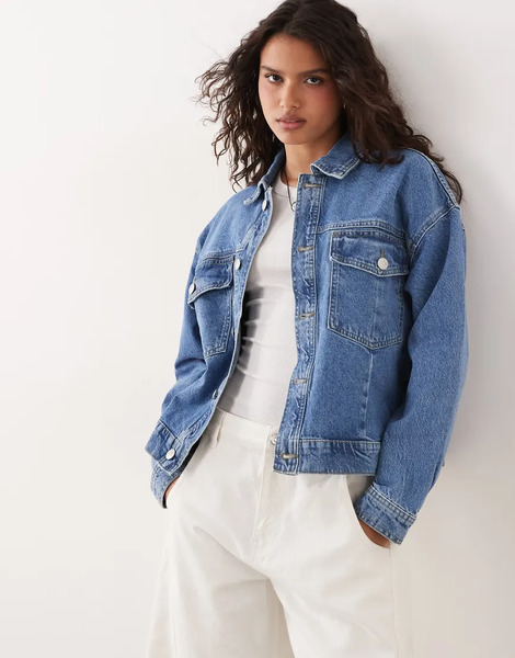  Pieces Denim Jacket In Medium Blue Denim 