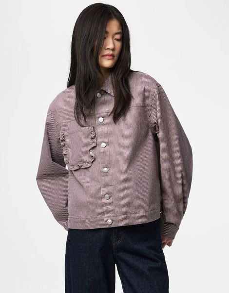  Pieces Denim Jacket In Sparrow Brown 