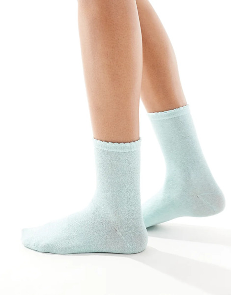  Pieces Glitter Sock In Turquoise Blue 