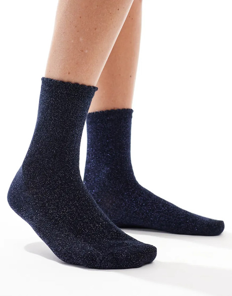  Pieces Glitter Socks In Sky Captain Black 