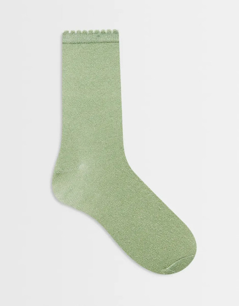  Pieces Glitter Socks In Sprucestone   L Green 