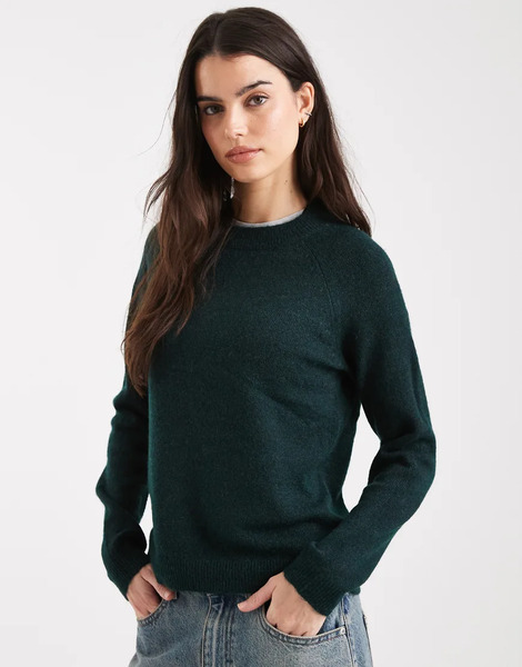  Pieces High Neck Jumper In Deep Green 