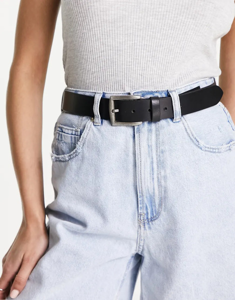  Pieces Leather Buckle Belt In Black 