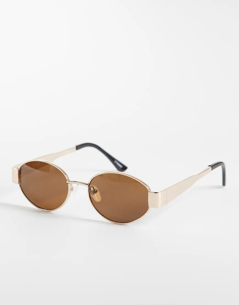  Pieces Metallic Frame Oval Sunglasses In Gold 