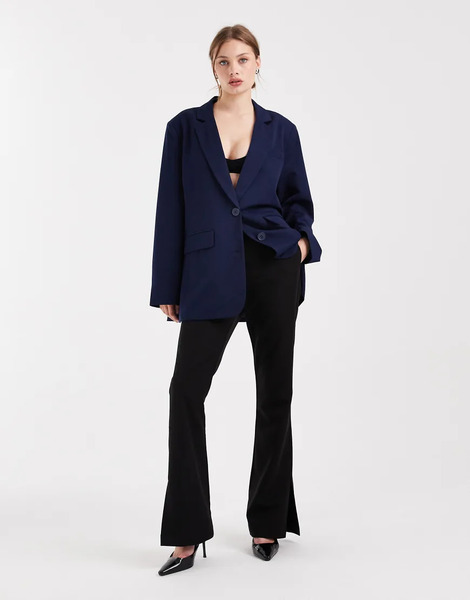  Pieces Oversized Tailored Blazer In Navy 