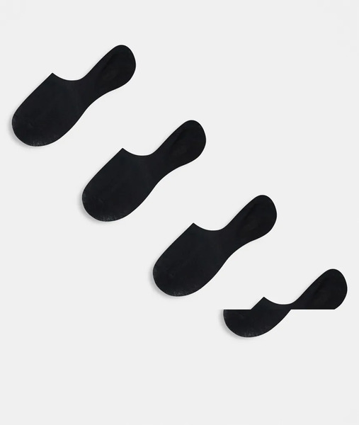  Pieces 4 Pack Footsie Invisible Socks In Black 