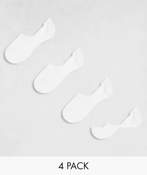  Pieces 4 Pack Footsie Invisible Socks In White 