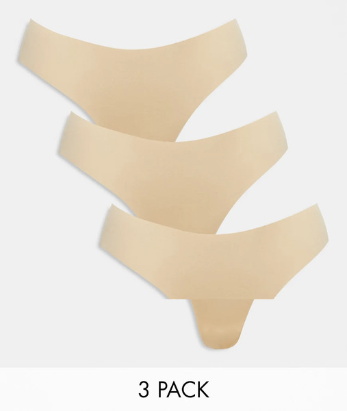  Pieces 3 Pack Seamless Thongs In Beige Neutral 