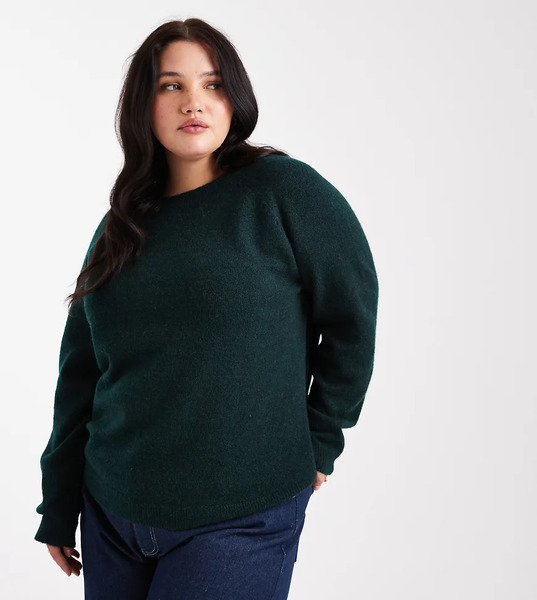  Pieces Curve High Neck Jumper In Deep Green 