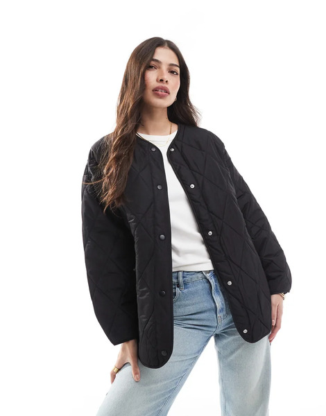  Pieces Quilted Lightweight Jacket In Black 