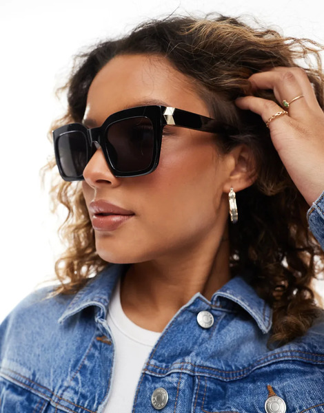  Pieces Rectangle Frame Sunglasses In Black 