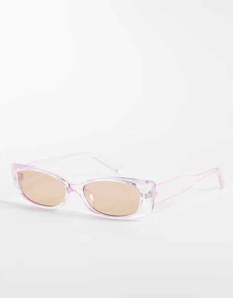  Pieces Rectangular Frame Sunglasses In Clear Pink 