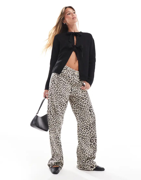  Pieces Reversable Tie Front Cardigan In Black 
