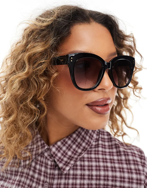  Pieces Round Frame Sunglasses With Ombre Lense In Black 