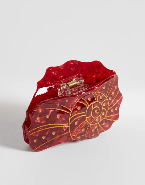  Pieces Shell Hair Claw In Red Ochre 