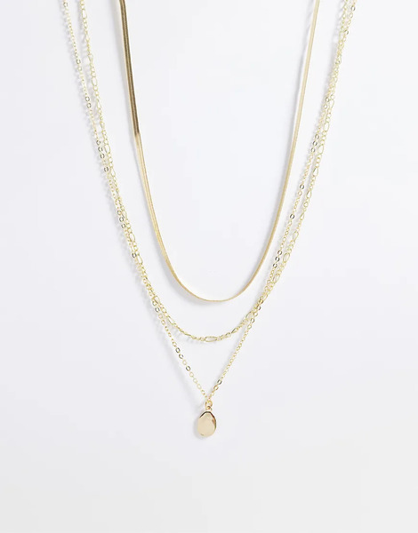  Pieces Stack Necklace In Gold 