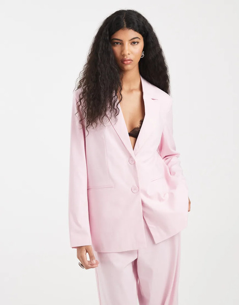  Pieces Tailored Oversized Blazer Co Ord In Roseate Pink 