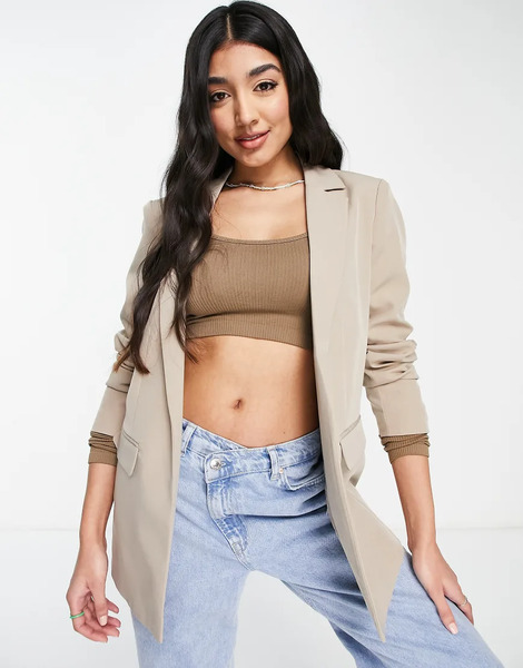  Pieces Tailored Oversized Blazer In Beige Neutral 