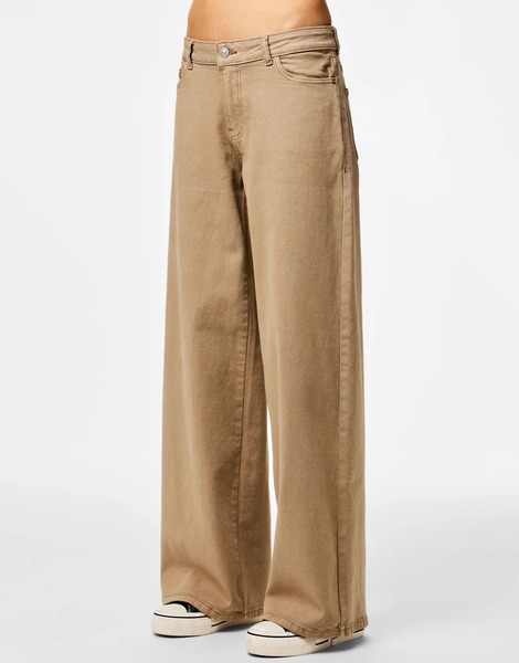  Pieces Wide Fit Jeans In Greige Brown 