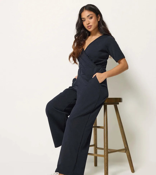 Pixiegirl Petite Wide Leg Jumpsuit In Blue Navy 