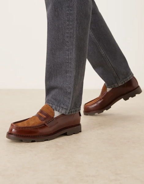  Pompeii Modena Leather Loafers In Brown & Beige 