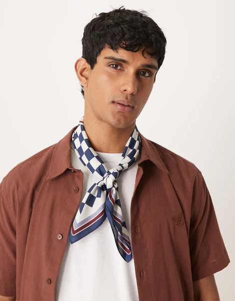  Prohibited Checkered Scarf In Navy 