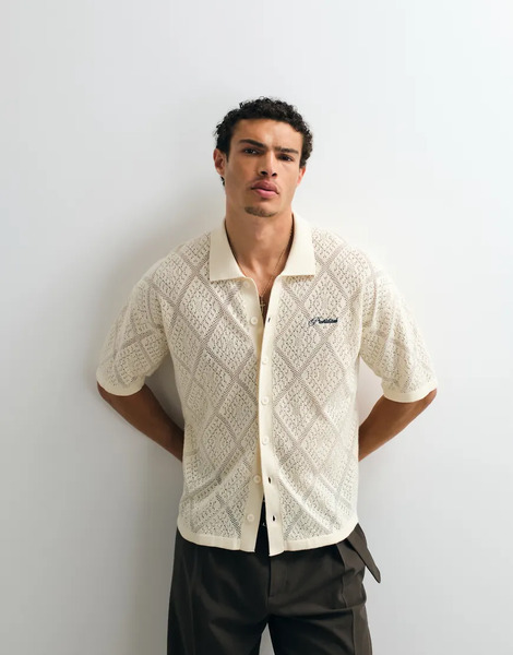  Prohibited Knitted Lace Shirt In Cream Yellow 