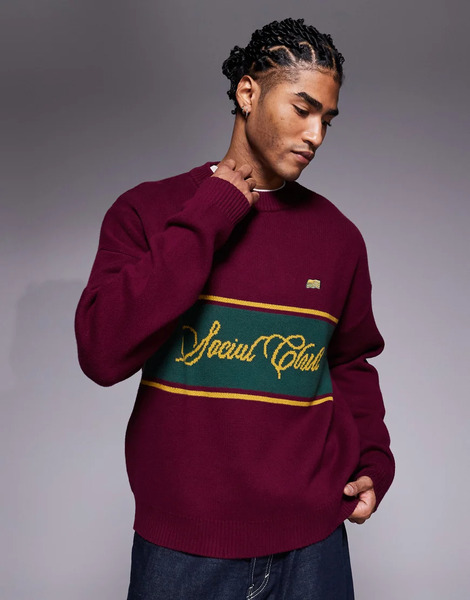  Prohibited Knitted Logo Jumper In Red 