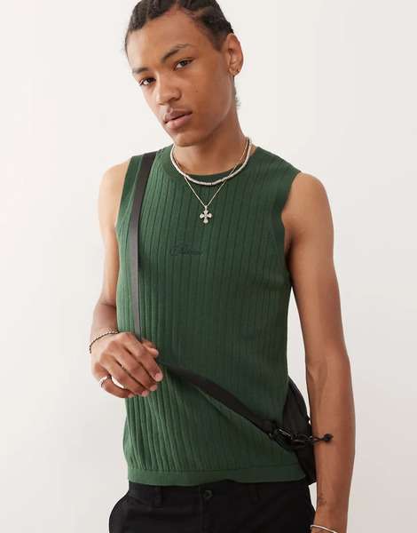  Prohibited Knitted Tank Top In Green 