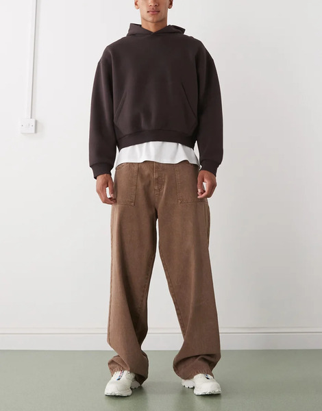  Prohibited Loose Fit Denim Jeans In Brown 