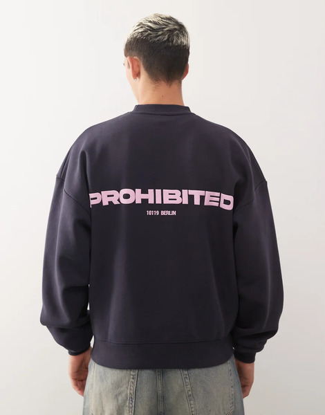  Prohibited Oversized Boxy Fit Logo Jumper In Navy 