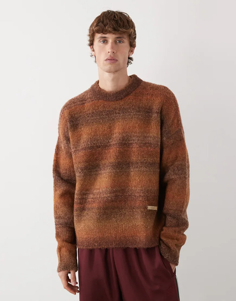  Prohibited Oversized Gradient Knit Jumper In Brown Red 