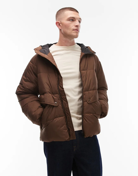  Paul Smith Hooded Puffer Jacket In Brown 