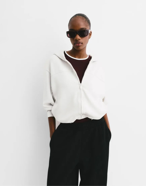  Pull & Bear Balloon Hoodie In Beige Neutral 