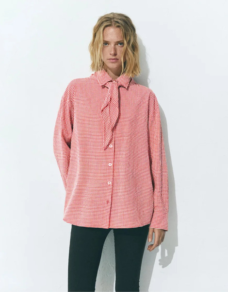  Pull & Bear Bandana Check Shirt In Multi 