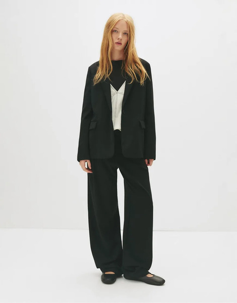  Pull & Bear Basic Blazer In Black 