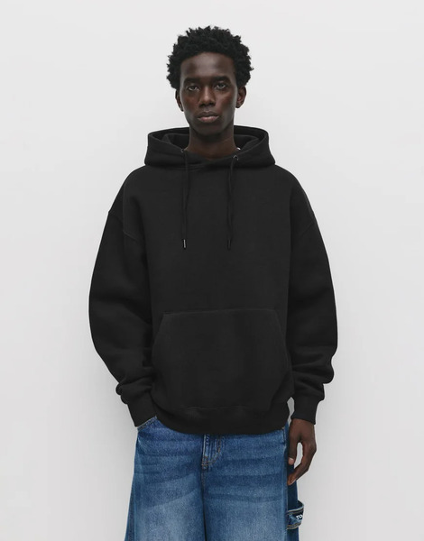  Pull & Bear Basic Hoodie In Black 