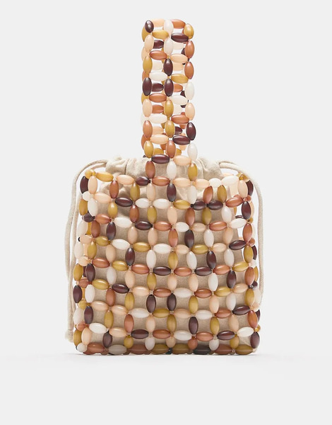  Pull & Bear Beaded Top Handle Bag In Multicoloured 