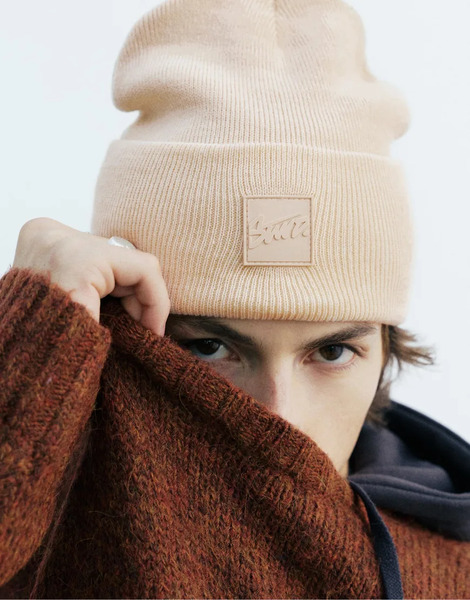  Pull & Bear Beanie Hat In Off White 