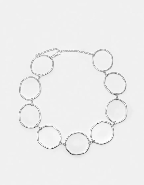  Pull & Bear Belt With Circles In Silver 