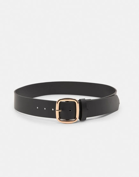  Pull & Bear Belt With Square Buckle In Black 