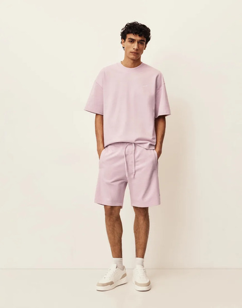  Pull & Bear Bermuda Jogger With Logo In Pink 