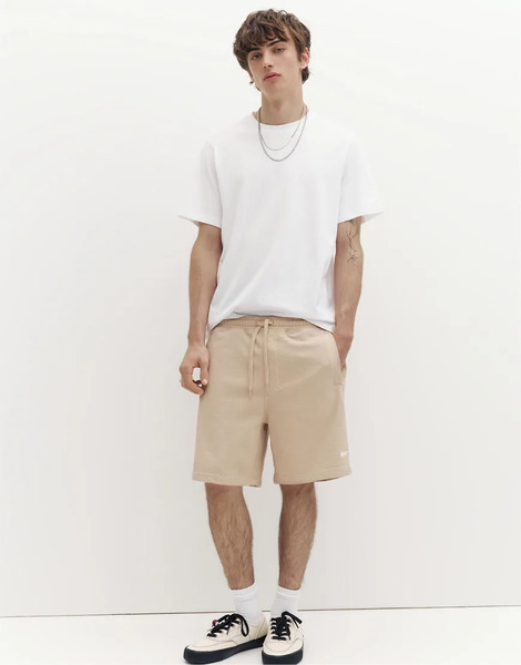  Pull & Bear Bermuda Jogger With Logo In Sand Neutral 