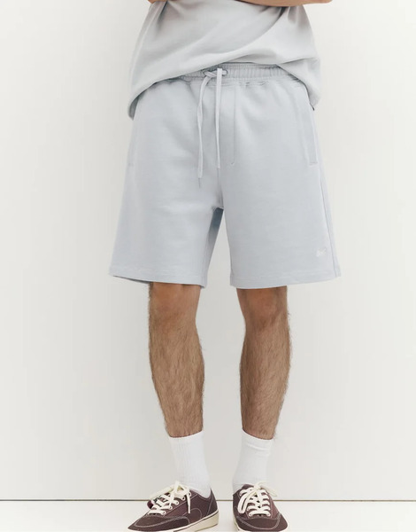  Pull & Bear Bermuda Jogger With Logo In Sky Blue 