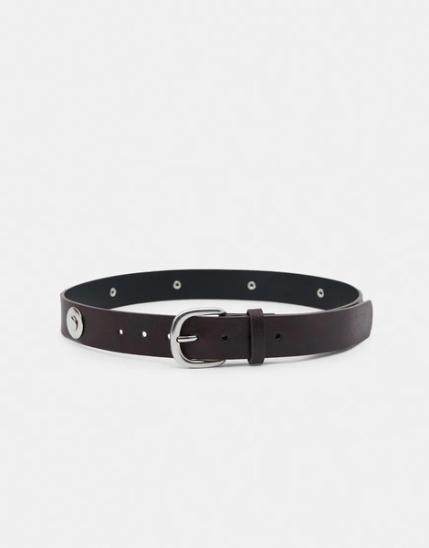  Pull & Bear Brown Belt With Metallic Plaques In Brown 
