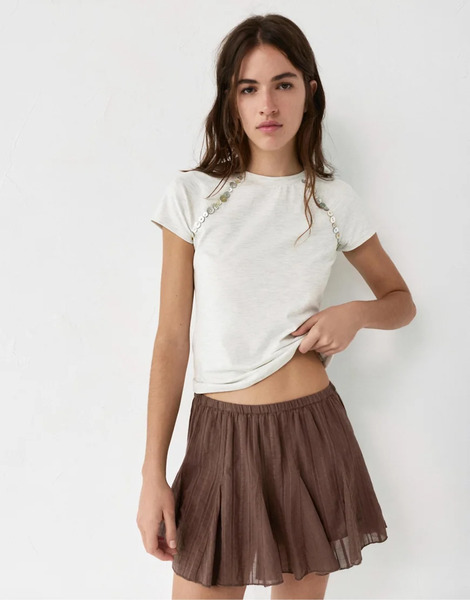  Pull & Bear Brown Mini Skirt In Brown 