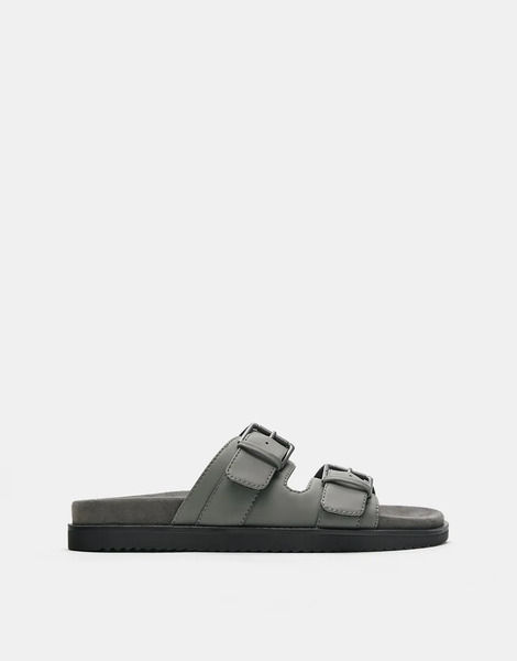  Pull & Bear Buckle Strap Sandals In Green 