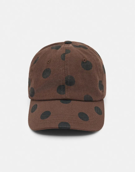  Pull & Bear Chocolate Polka Dot Cap In Brown 