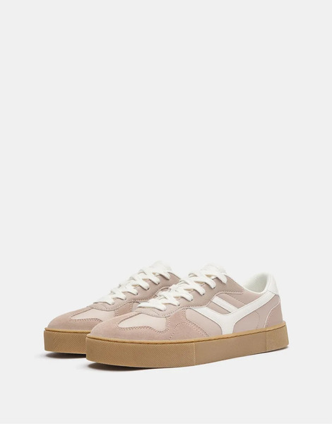  Pull & Bear Chunky Retro Trainers In Pink Neutral 