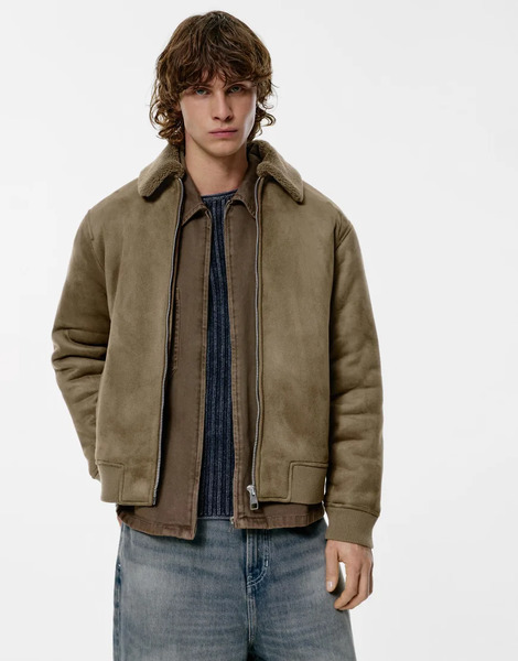  Pull & Bear Combined Double Faced Jacket In Caramel Brown 